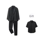 Black Business Suit Coat+Black Pants+Black Shirt