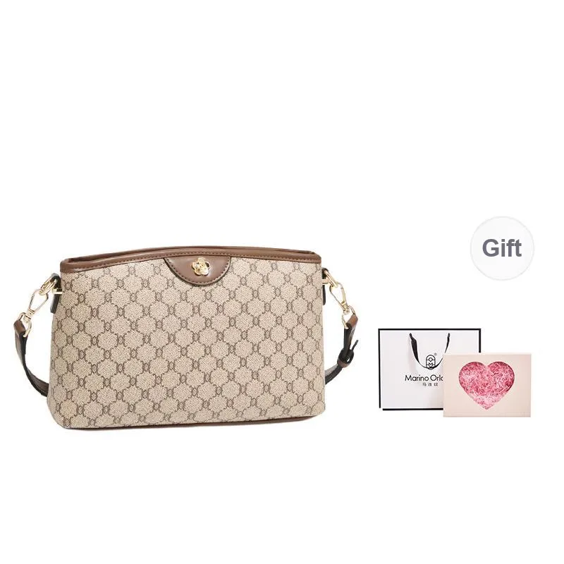 Marino Orlandi Synthetic Leather PVC Small Square Bag, Mom Bag, Crossbody Bag, Shoulder Bag Women's Khaki/Coffee-12