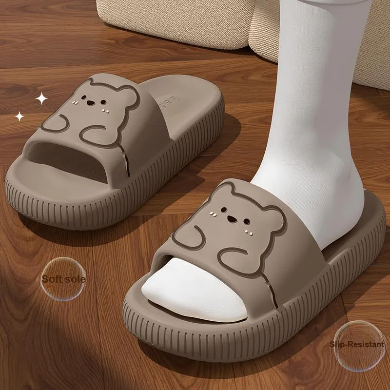 LUNNIFEIYA Cute Bear Slippers Summer Outerwear Platform Squashy And Bouncy Feeling EVA Slip Resistant Seaside Sandals-10