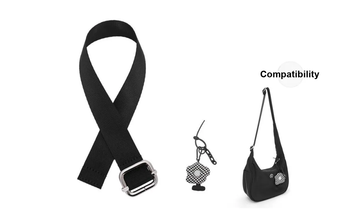 Lan Bao Fan Nylon Canvas Adjustable Conversion Extension Strap Shoulder Strap Crossbody Handbag Merch Unisex Black