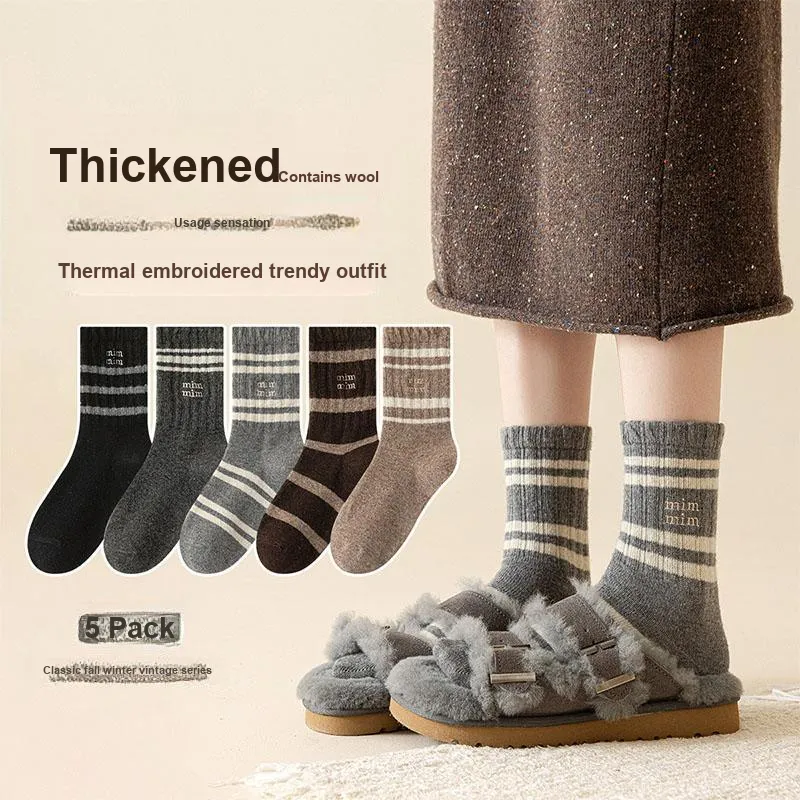 AUGUST Mid Calf Socks Women's 5 Pack Mixed Color-1
