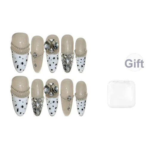 Song Biography Французский Леопардовый принт Цепочка Сверкающий страз Премиум Feel False Nail Миндаль MID Длина (размер в длину) 25 мм