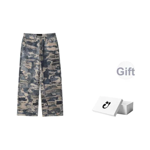 CEEC LA Джинсы Классический Прямой крой Унисекс Набор в подарочной коробке Включено Синий