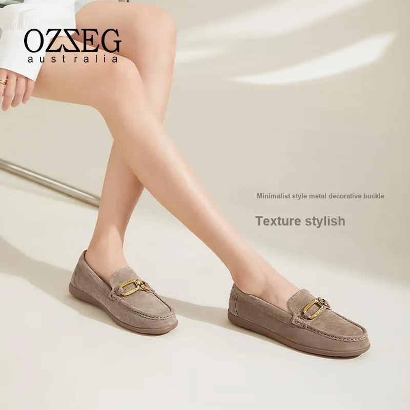 OZZEG Gommino Loafers Women's Brown, Umber, Blue-4