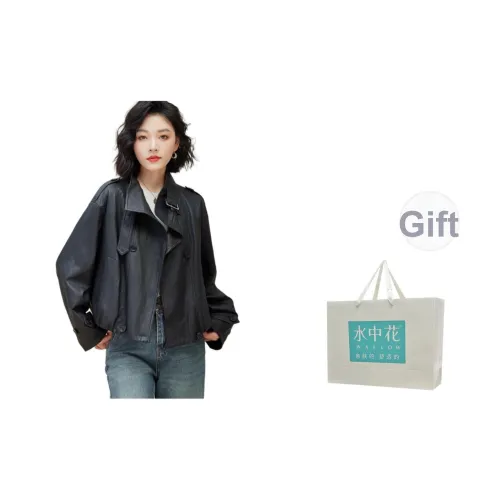 Flowers in water Кожа Куртка Женские