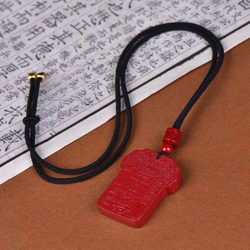 Stone On The Line Reconstructed Cinnabar Necklaces Unisex-4