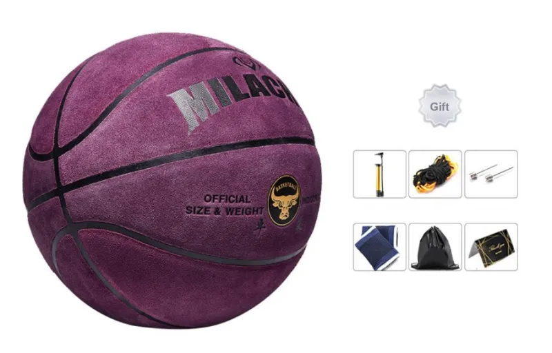 MILACHIC Cow Leather Basketball Deep Affection Purple Size 7 Ball Training Match Unisex-1