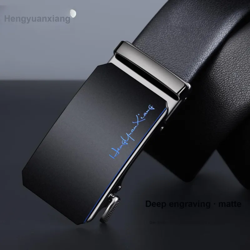 H YXIANG Split Cow Leather With Transferred Pattern Leather Belts Men's 3.5cm-2