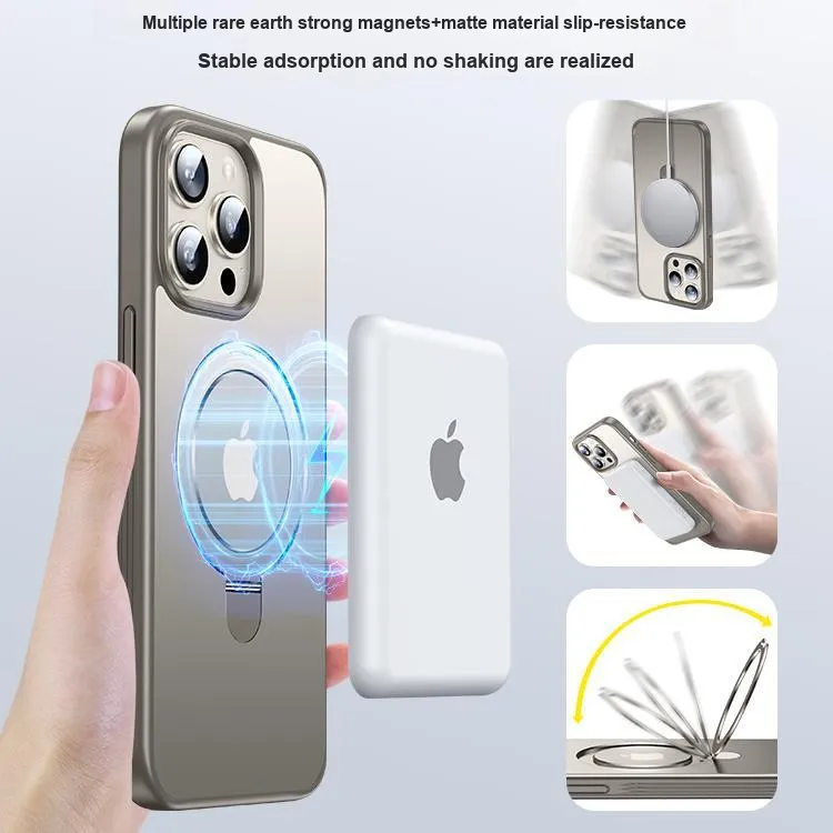 Andmo ABS + PC Material Magnetic Stand Case Compatible With Apple 15/14promax Phone Cases-4