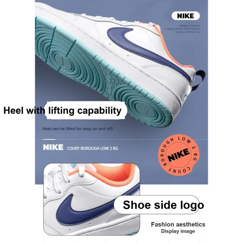 Nike Court Borough Low 2 White Navy GS-3