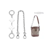 Silver (Round Buckle) White Four-Leaf Clover 14cm+Silver Plate Buckle Decorative Chain 35cm