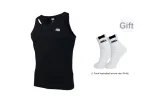 Black Tank Top 1 Piece+Comes with 1 Pack Basketball Socks