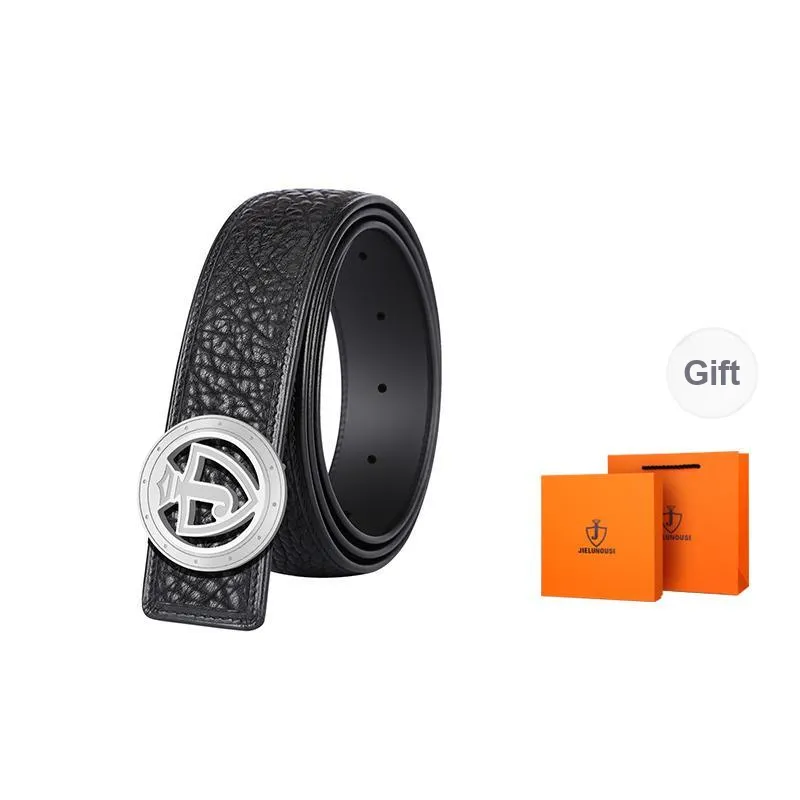 Jaylen Oos Wild Cow Leather Textured Top Grain Cow Leather Stainless Steel Smooth Buckle Leather Belts Men's 3.8cm-0