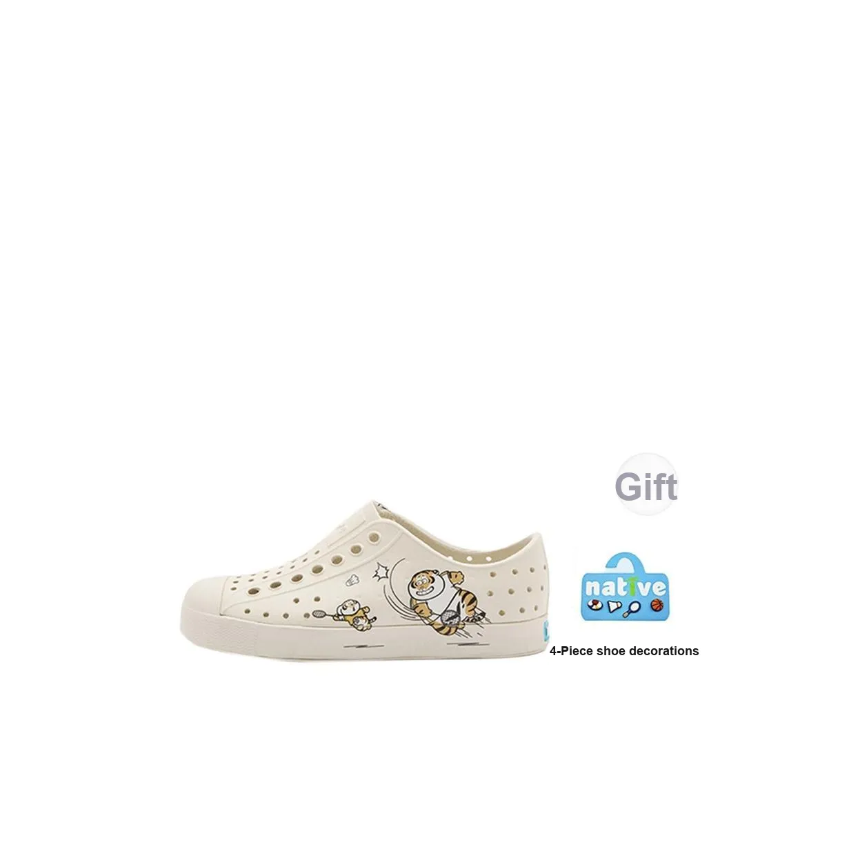 I Am Not A Fat Tiger x Native Shoes Водонепроницаемые и Дышащие Низкие Топы Детские Сандалии Тофу Белый Детский