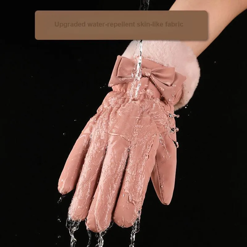 CARDANRO Skin Like Fabric Knit Gloves Women's-2