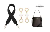 Coach Mollie Black Wide Strap 64cm+Gold White Four-Leaf Clover Round Buckle 10cm[2 Pack]