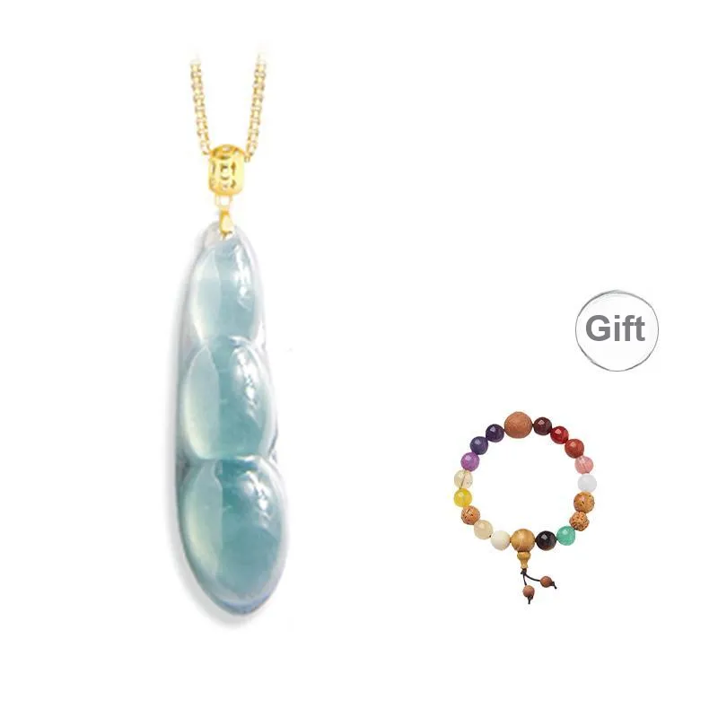 Long Fu Glutinous Jade Necklace Holiday Accessory # Good Luck Women's-7