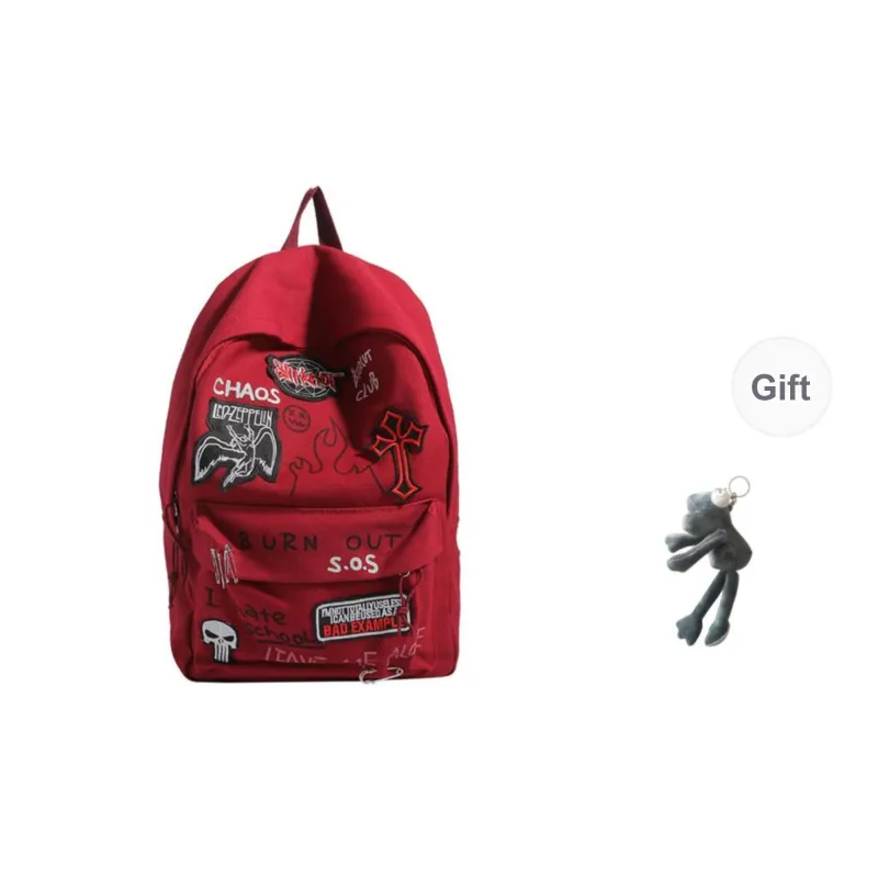 KAMLUI Canvas Canvas Bag Backpack Regular Unisex Black/Burgundy-7
