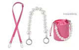 Rose Red 1.5cm Wide Silver-Tone Buckle 90-120cm+Portable Pearl Figure-8 Silver 32cm