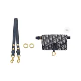 Dior 바지 허리둘레 가방, 블루 3단 세팅 조절 가능 숄더 스트랩 65-111cm [골드 D-링 1쌍]