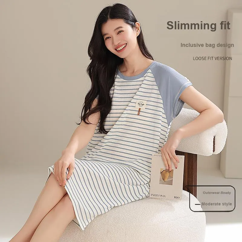 XIAFENYAN Nightgown Women's Light Blue-3