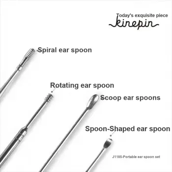 KINEPIN Convenient Controller With Nickel Coated Silicone Ear Spoon Set Cleaning 4 Piece Set