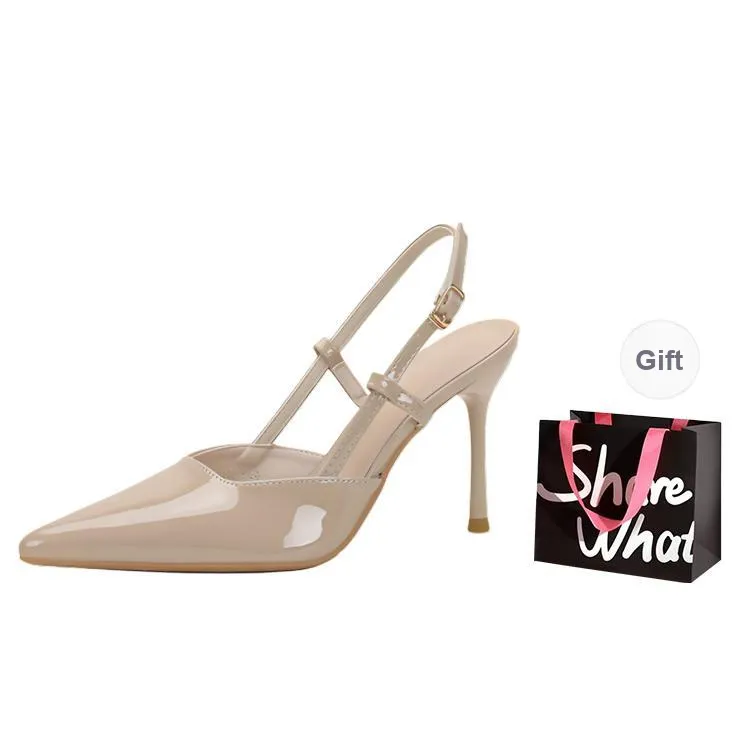 BIGTREE High Heels Women's Apricot/Pink/Black-6