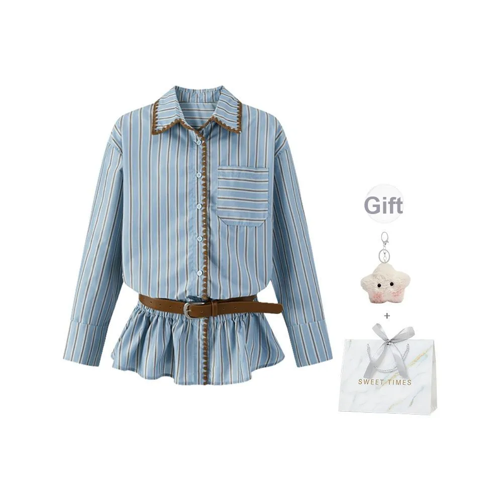 EVPGB Синий Без ремня Женские Рубашки