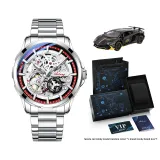 Silver Case Red Dial Steel Band[Limited Sports Car Clothing Sets]