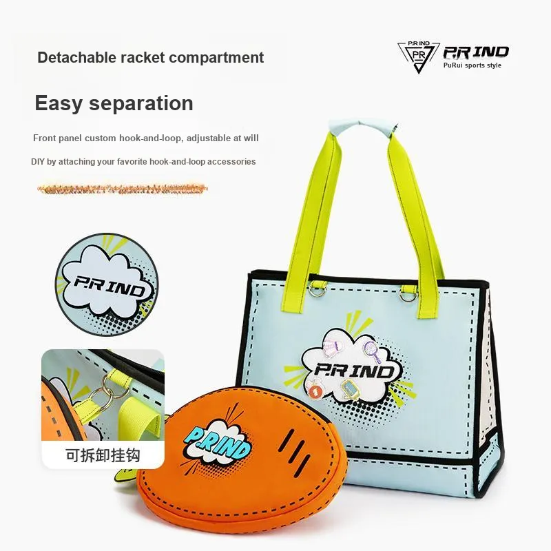 P.R IND x NANJINGLUOBO Badminton Racket Bags 2 Pcs Fashion Trend Shoulder Bag Orange Blue Unisex-11
