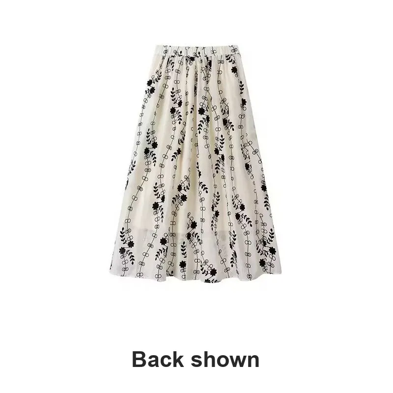 Taste The Color Casual Long Skirt Women's White-1