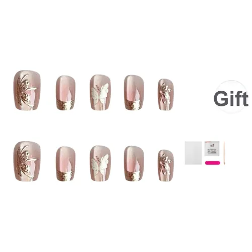 JIABITU Позолоченный Бабочка False Nail Укороченный Короткий LADDER Цвет Jump Smudge Стиль Instagram