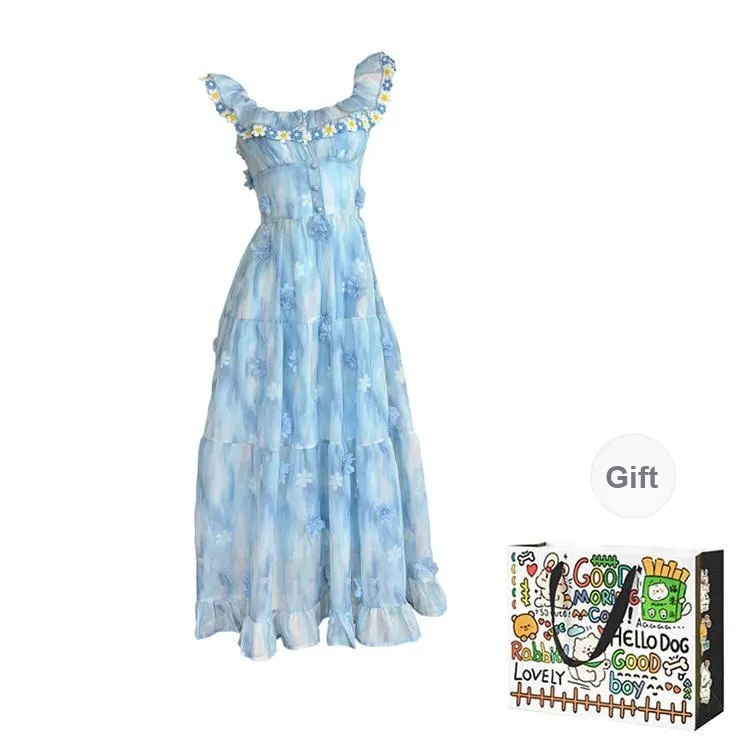 ZVJH Sleeveless Dresses Women's Blue Dress Shopping Bag-0
