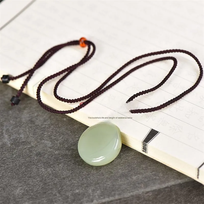 Jing Ruyu Hetian Jade Necklaces Pale Greenish White Jade Unisex-6