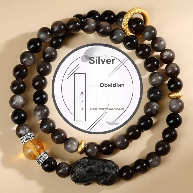 YUGONGYUAN Obsidian Bracelets Unisex-1