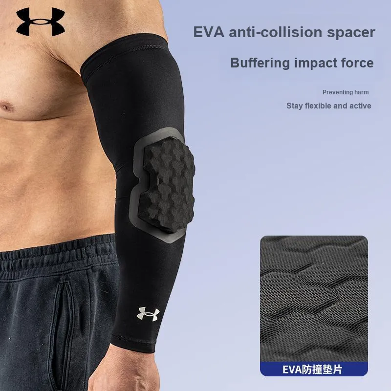 Under Armour Basketball Cycling Hiking Arm Guards Black Polyamide Elastane Silicone Unisex Professional Protective-2