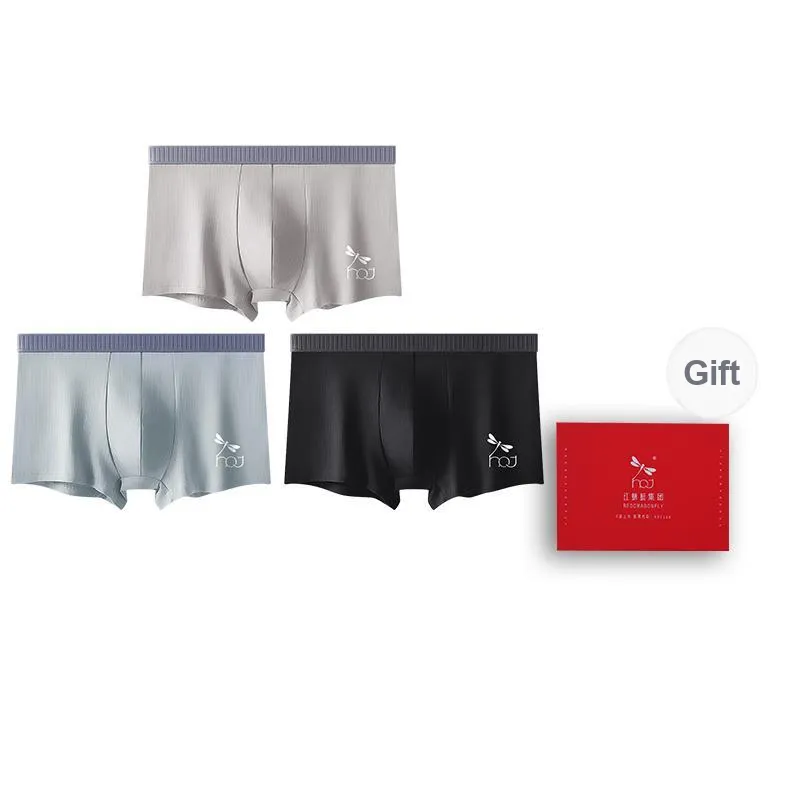 RED DRAGONFLY 100% Cotton Underpants Skin Friendly And Comfortable Men's 5 Pack Gift Box Set-15