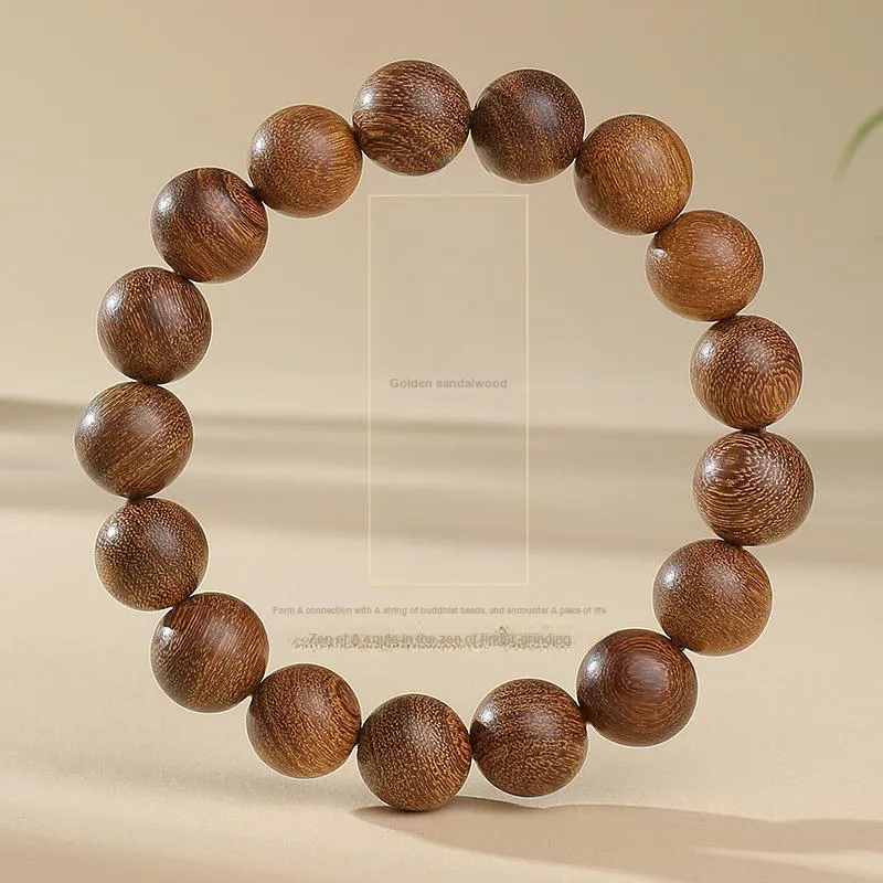 MUSHENGYUAN Golden Sandalwood Beaded Bracelet Unisex-1