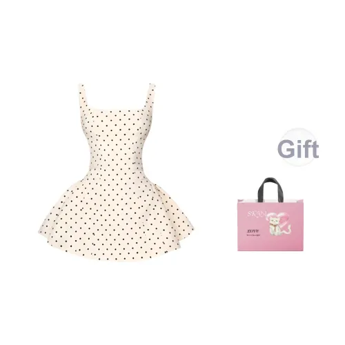 SKYA Slip Платье Женское Абрикосовый в горошек