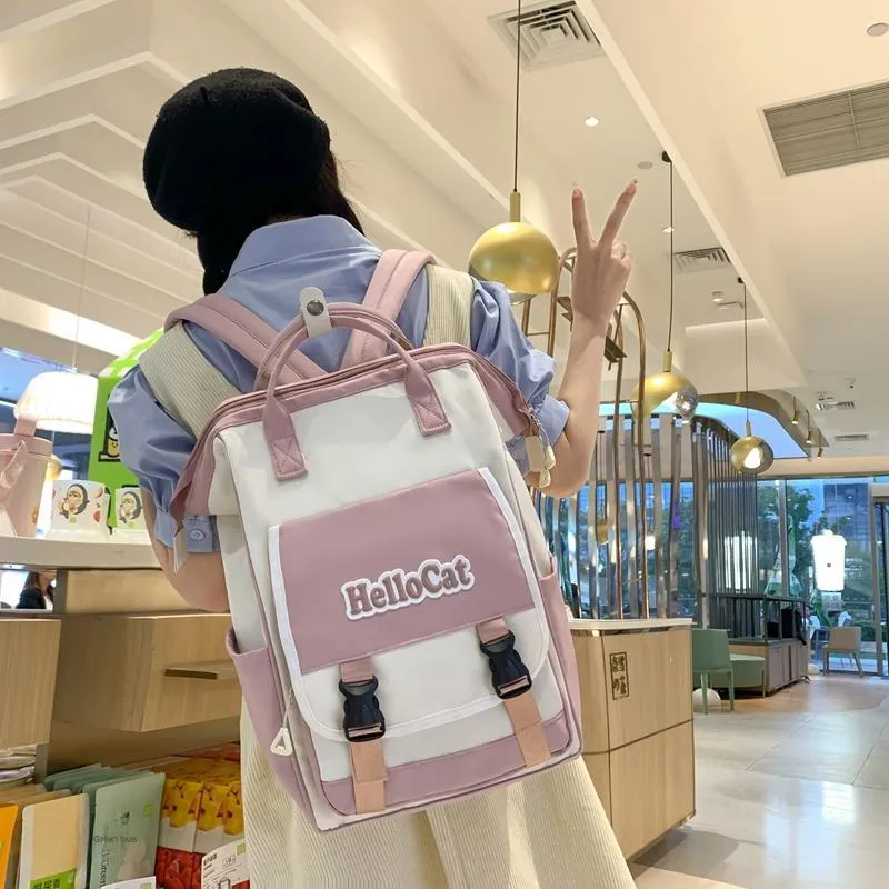 WICKBUEN Nylon Backpack Unisex Black/Pink/Khaki/Purple-10