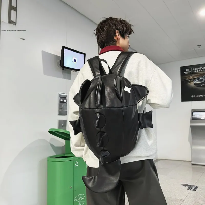 URBAN FOREST PU Backpack Unisex Black/White-3