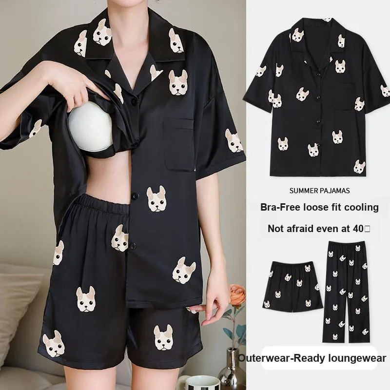 Qiao Ni Tong Pajama Set Women's Black Fist-9