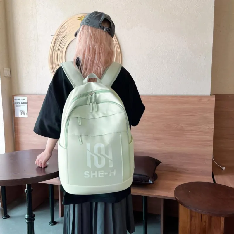 Meow In The Grass Nylon Backpack Unisex Black/Green/White-11