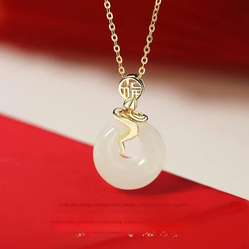 Royal Heaven's Choice Hetian Jade Necklaces Pale Greenish White Jade Unisex-3
