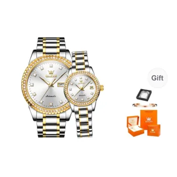 OLEVS Mechanical Movement Stainless Steel Watchband Watch Unisex White Dial