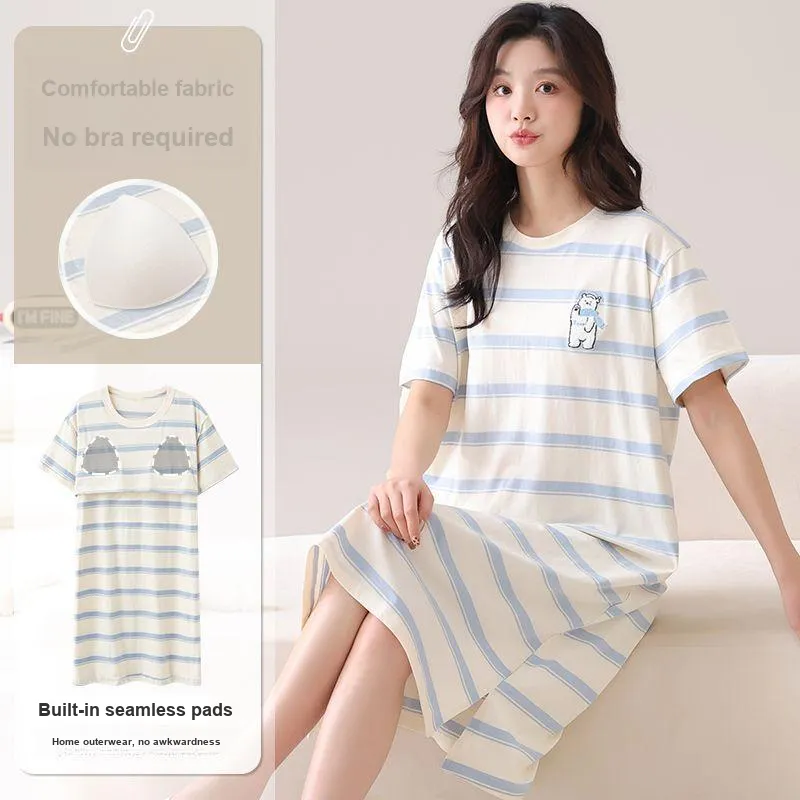 JINXU Nightgown Women's Light Blue-1