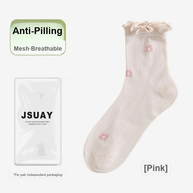 TLXT Mid Calf Socks Women's Mesh Breathable, Non Chafing, Skin Friendly Softness, Barefoot Feel-2