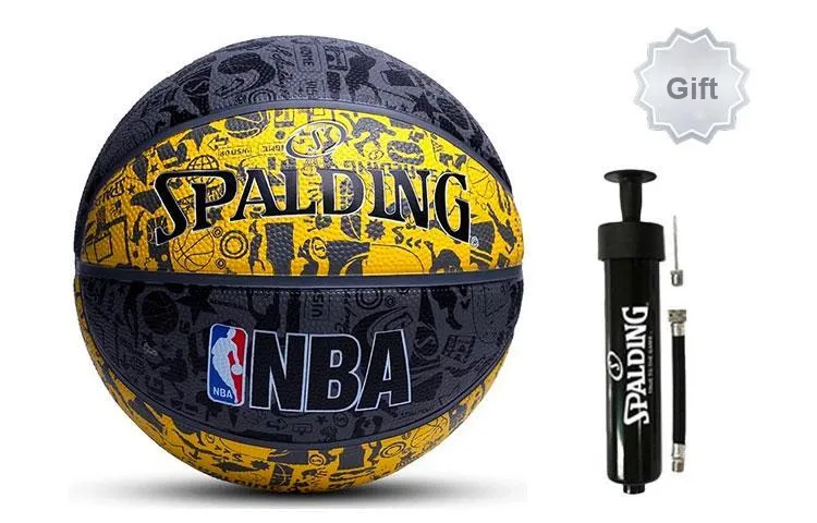 SPALDING Graffiti Rubber Basketball Black Gold Size 7 Training-4