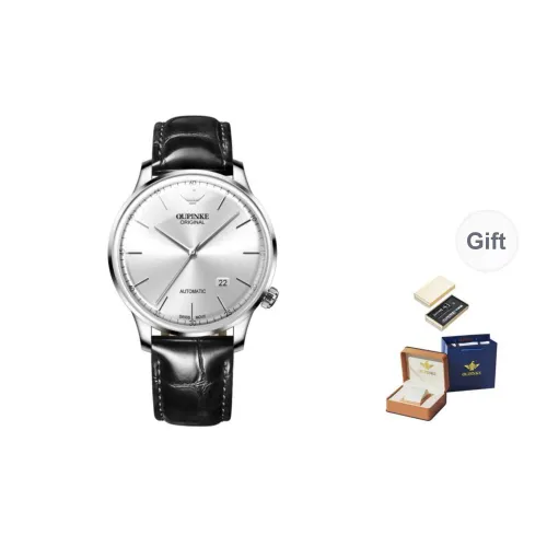 Oupinke Balmont Collection Extra Thin Mechanical Movement Leather Watch Bands Watch Men's Watches White Dial