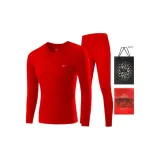 Men's V-Neck Clothing Sets (Red) 100% cotton Antibacterial Soft/Shopping Bag Included